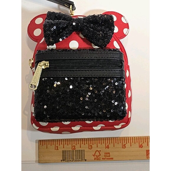 LOUNGEFLY DISNEY MINNIE MOUSE POLKA DOT BLACK SEQUIN WRISTLET BAG main image 9
